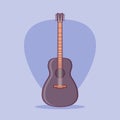 Black acoustic guitar flat line icon. Vector illustration.