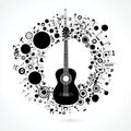 Abstract Music Composition with Acoustic Guitar Royalty Free Stock Photo