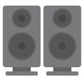 Black acoustic sound speakers vector illustration