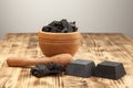Black activated charcoal soaps Royalty Free Stock Photo