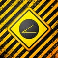 Black Acute angle of 45 degrees icon isolated on yellow background. Warning sign. Vector Illustration Royalty Free Stock Photo