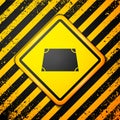 Black Acute trapezoid shape icon isolated on yellow background. Warning sign. Vector