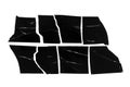 Black adhesive torn tape set isolated on white background