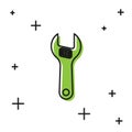 Black Adjustable wrench icon isolated on white background. Vector