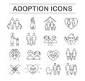 Black adoption icons set