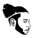 Black African Afro American man head face vector silhouette. Royalty Free Stock Photo