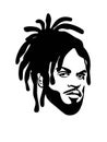 Black african american afro man silhouette with dreadlocks Royalty Free Stock Photo