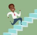 Black african american businessman running up stair to success. Stair step to success. Staircase to success. Royalty Free Stock Photo