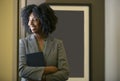 Black African American Female Businesswoman with a Tablet