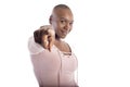 Black African American Female with Bald Hairstyle Pointing Forward
