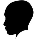 Black African American female, African woman profile picture. Girl from the side without hair with a shaved head, a bald head with Royalty Free Stock Photo