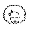 Black african american girl head silhouette