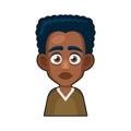 Black African American or Hindu Boy Avatar. Cartoon Style Userpic Icon. Vector