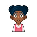 Black African American or Hindu Girl Avatar. Cartoon Style Userpic Icon. Vector