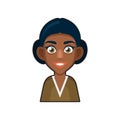 Black African American or Hindu Girl Avatar. Cartoon Style Userpic Icon. Vector