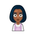 Black African American or Hindu Girl Avatar. Cartoon Style Userpic Icon. Vector