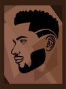 Black African American male portrait profile face vector silhouette. Royalty Free Stock Photo