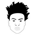 Black African American man portrait face vector silhouette. Mohawk hair dreadlock. Human drawing man head. Barbershop. Afro Royalty Free Stock Photo