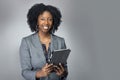 Female Author or Businesswoman Keynote Speaker with Tablet