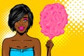 Black african-american young girl pop art Royalty Free Stock Photo