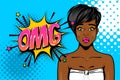 Black african-american young girl pop art Royalty Free Stock Photo