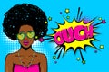 Black african-american young girl pop art Royalty Free Stock Photo