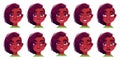 Black african girl face expression avatar set Royalty Free Stock Photo