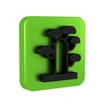 Black African tree icon isolated on transparent background. Baobab, acacia and other. Green square button.