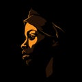 Black African woman portrait silhouette in backlight. Vector. Illustration. Royalty Free Stock Photo