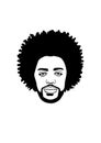 Black afro african american male face portrait vector silhouette with curls hairstyle and beard Royalty Free Stock Photo