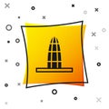 Black Agbar tower icon isolated on white background. Barcelona, Spain. Yellow square button. Vector