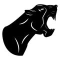 Black aggressive panther with open mouth, silhouette logo close-up on a white background Royalty Free Stock Photo