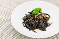 Black aglio olio pasta Royalty Free Stock Photo