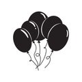 Black air balloons icon isolated on white. Modern simple flat birthday baloon sign. Celebration, internet concept. Logo