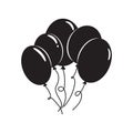 Black air balloons icon isolated on white. Modern simple flat birthday baloon sign. Celebration, internet concept. Logo Royalty Free Stock Photo