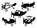 Black Aircraft Icons On White Background Stock Vector Silhouettes Royalty Free Stock Photo