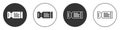 Black Airline ticket icon isolated on white background. Plane ticket. Circle button. Vector