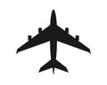 Black airplane icon isolated on white background, vector illustration Royalty Free Stock Photo