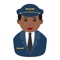 Black Airplane Pilot Avatar Flat Icon