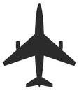 Black airplane silhouette. Plane icon. Flight symbol