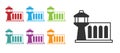 Black Airport control tower icon isolated on white background. Set icons colorful. Vector Royalty Free Stock Photo