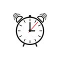 black alarm clock icon. Digital clock. Old watch. Time clock. Vector illustration. Stock image. Royalty Free Stock Photo