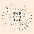 Black Alarm clock icon isolated on beige background. Wake up, get up concept. Time sign. Abstract circle random dots