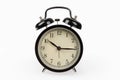 Black alarm clock isolated on white Royalty Free Stock Photo