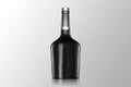 Black Alcohol bottle mockup. Whiskey, brandy, cognac, liquor glass bottle isolated on background.