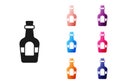 Black Alcohol drink Rum bottle icon isolated on white background. Set icons colorful. Vector Royalty Free Stock Photo