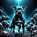 Black alien dog on a dark background