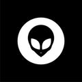 Black Alien icon isolated on black background