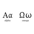 Black alpha. Black omega. Alpha and Omega. Greek alphabet. first and last letters. Vector illustration. stock image. Royalty Free Stock Photo