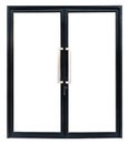 Black aluminium double door isolated on white background,include clipping path Royalty Free Stock Photo